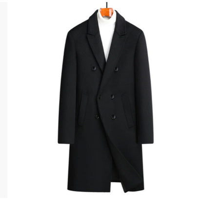 Herren Wollmantel Elegant Revers Modisch Doppelter Knopf