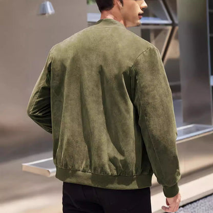 Lederjacke Herren Modern Elastisch Hoher Kragen