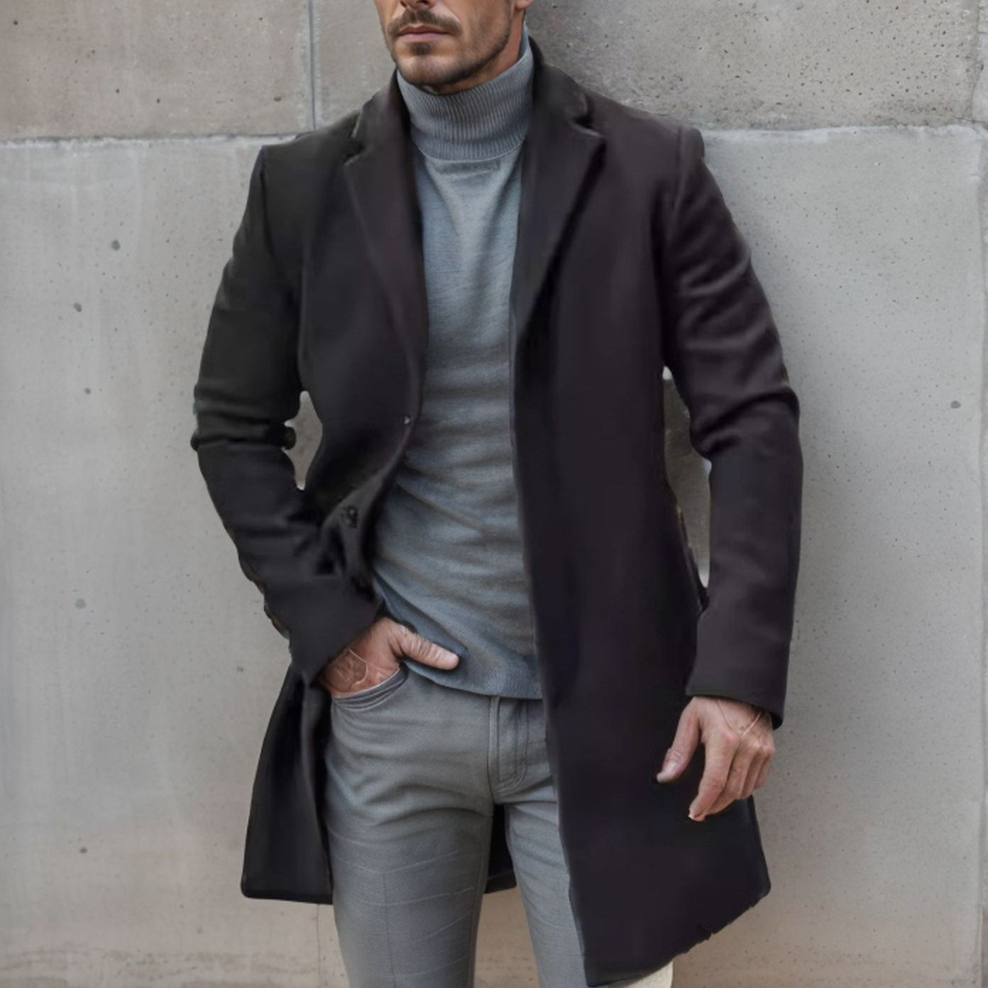 Herren Mantel Langschwarz Eleganter Hochwertig - BerlinGlamour