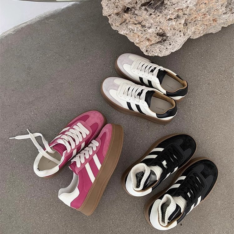Damen Plateau Sneaker Sportlich Breite Sohle