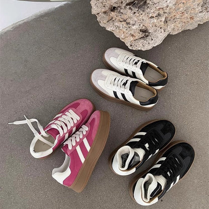 Damen Plateau Sneaker Sportlich Breite Sohle