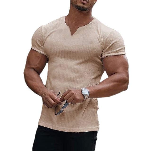 Herren T-Shirt Kurzarm V-Ausschnitt Slim Fit Modern