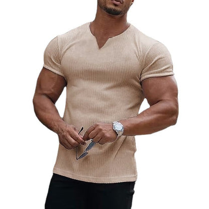 Herren T-Shirt Kurzarm V-Ausschnitt Slim Fit Modern