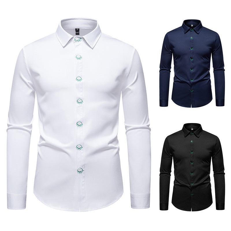 Herren Langarmhemd Elegant Modern mit Details - BerlinGlamour