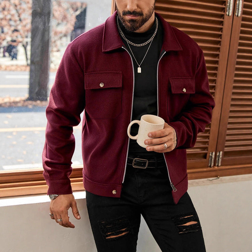 Herren Stadtjacke Modern Reißverschluss Mantel Schwarz - BerlinGlamour