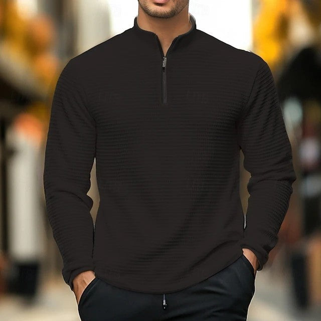 Herren Sweatshirt Reißverschluss Kragen Warm Modern