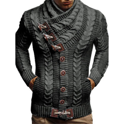 Herren Strickjacke Kapuze Zopfmuster Warm