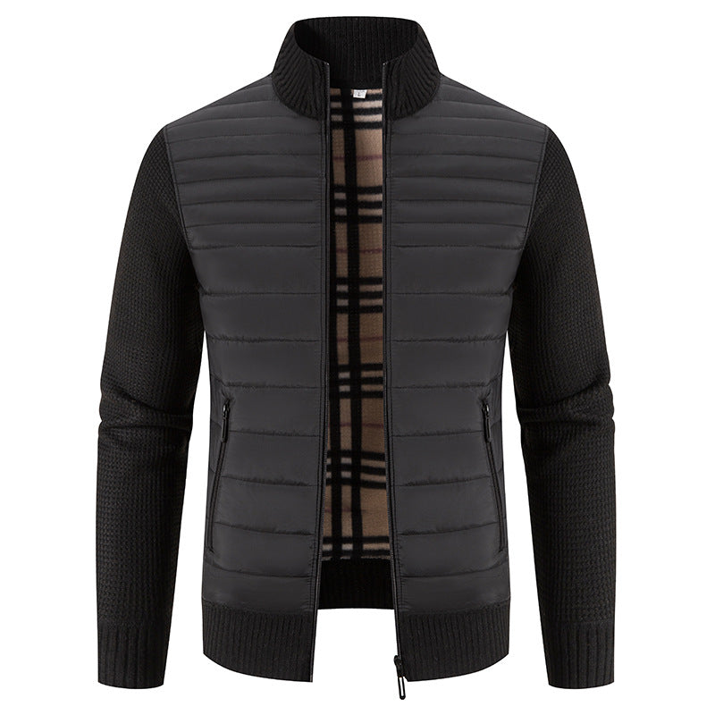 Herren Steppjacke Lässig Strick Ärmel Winterjacke