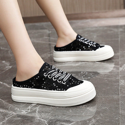 Damen Sneaker Glitzer Schuhe Modisch Comfort