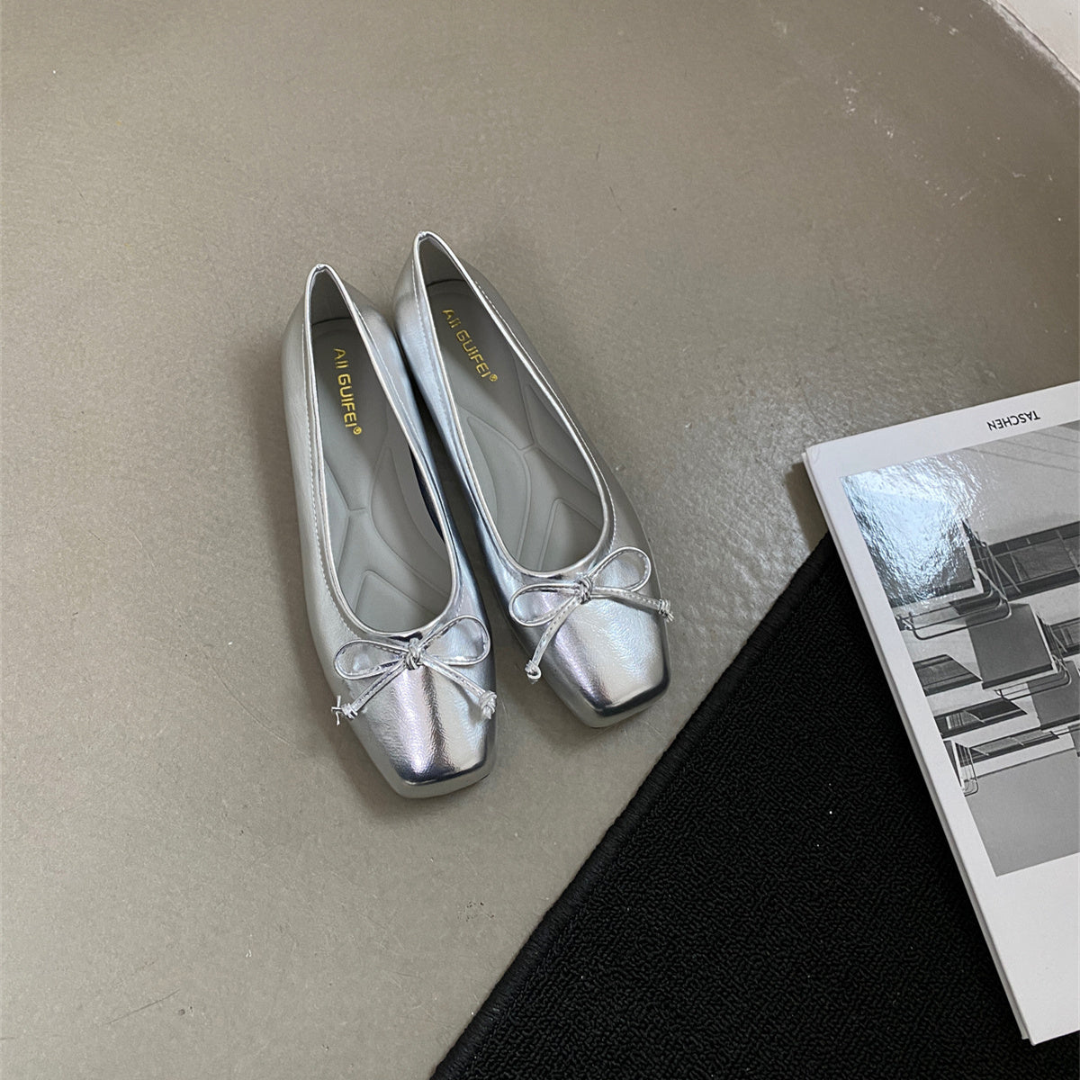 Damen Ballerinas Klassisch Schleifenakzent Weich