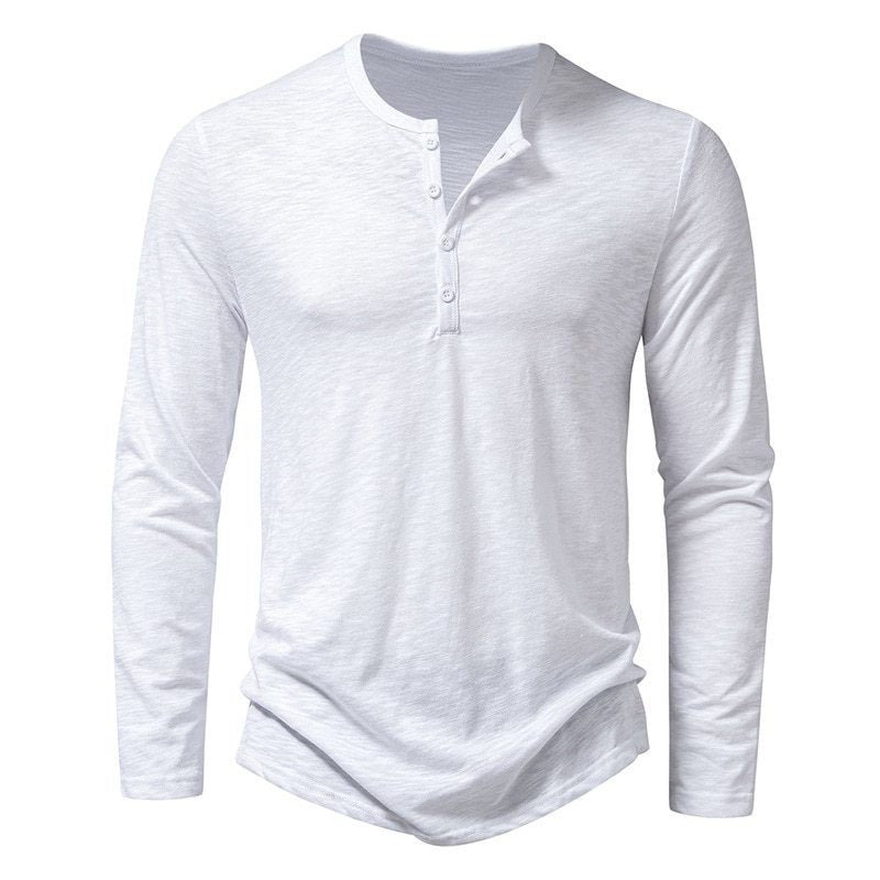 Herren Langarmshirt Modern Henley Ausschnitt Komfort Passform - BerlinGlamour