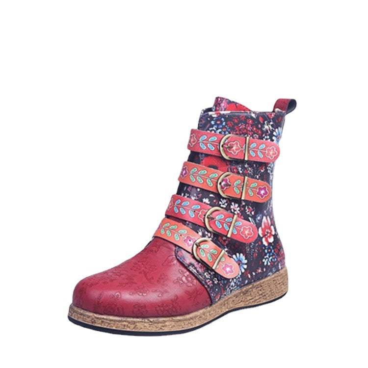 Damen Stiefeletten Modern mit bunten Verzierungen und weicher Sohle