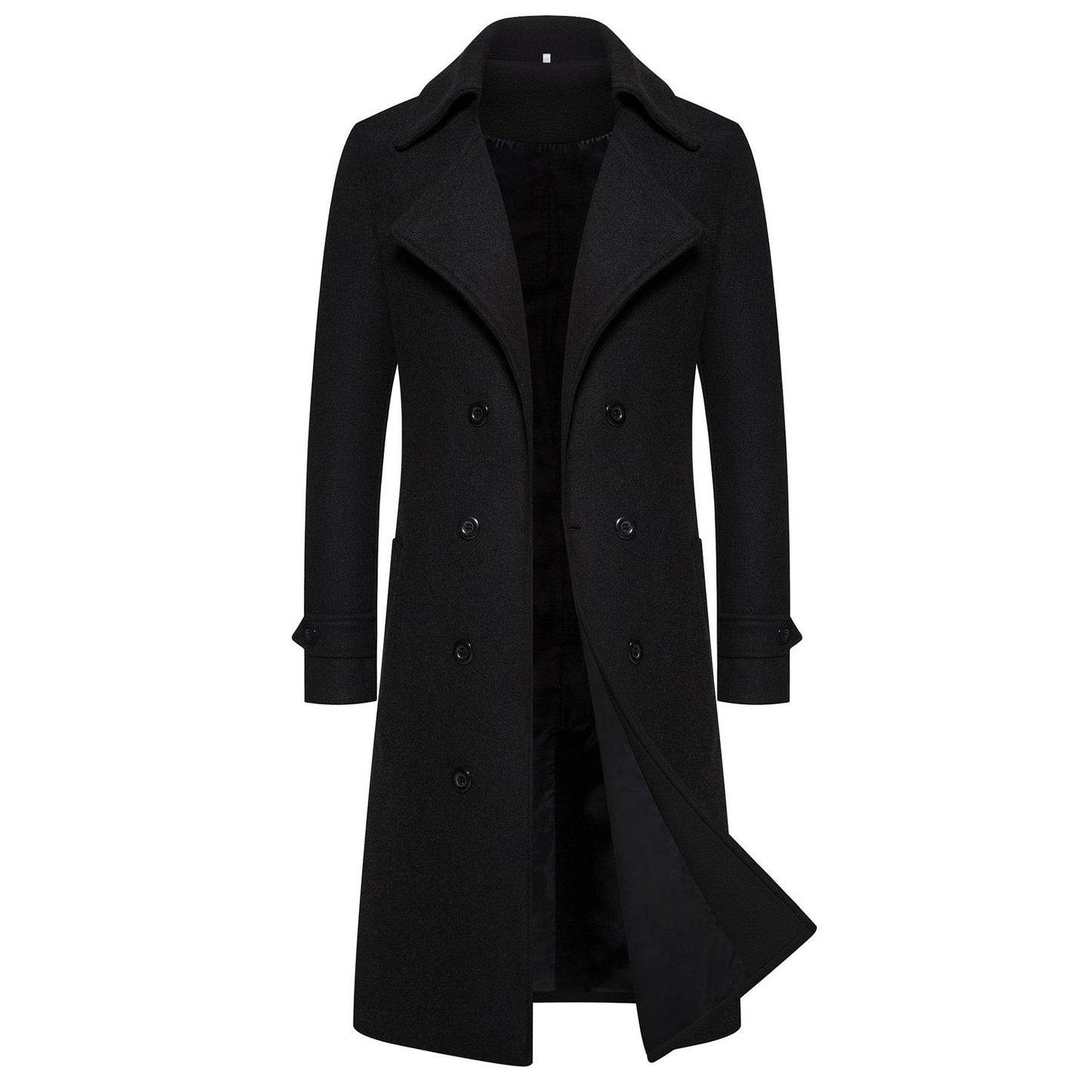 Herren Mantel Elegant Doppeltunnel Schwarz Modern