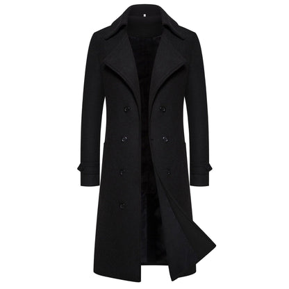 Herren Mantel Elegant Doppeltunnel Modisch Schwarz