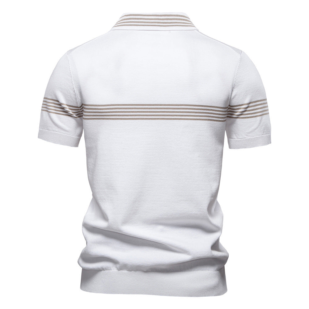 Herren Polo-Shirt Sportlich Streifenmuster Elegant