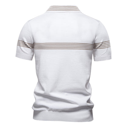 Herren Polo-Shirt Sportlich Streifenmuster Elegant