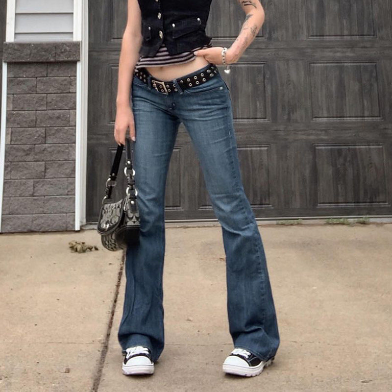 Damen High-Waist Jeans Stretch Elastisch Flare