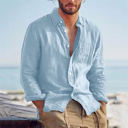 Leinenhemd Herren Leicht Sommerweiß Elegantes Design