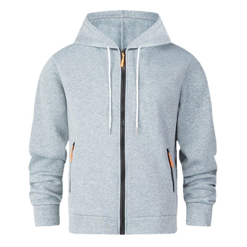 Herren Fleece Hoodie Sportlich Reißverschluss Taschen