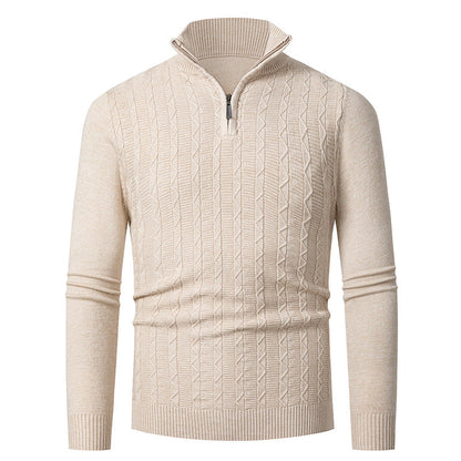 Herren Strickpullover Modern Reißverschluss Kragen Übergröße