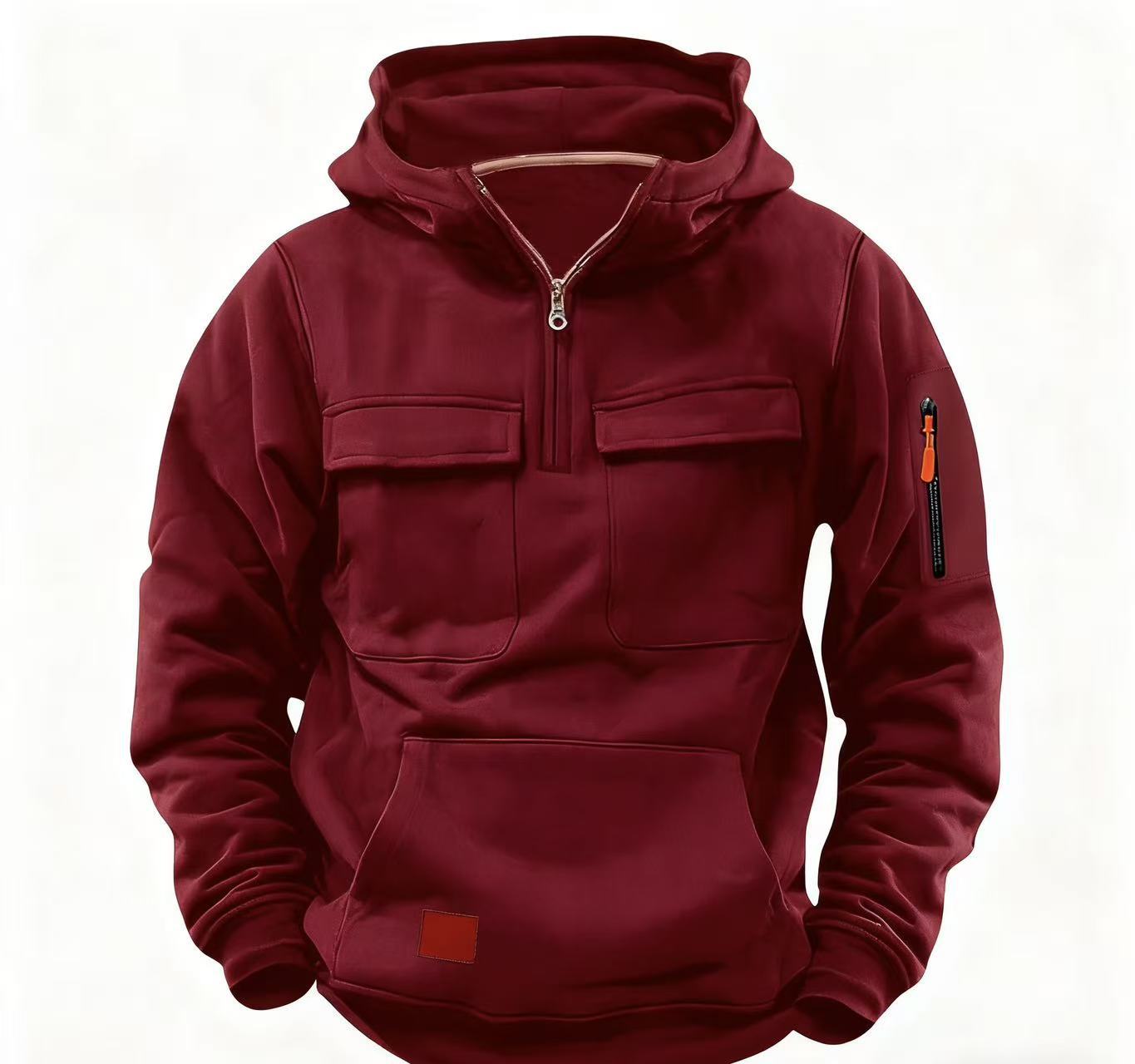 Herren Kapuzenjacke Wasserdicht mit Reißverschluss und Taschen