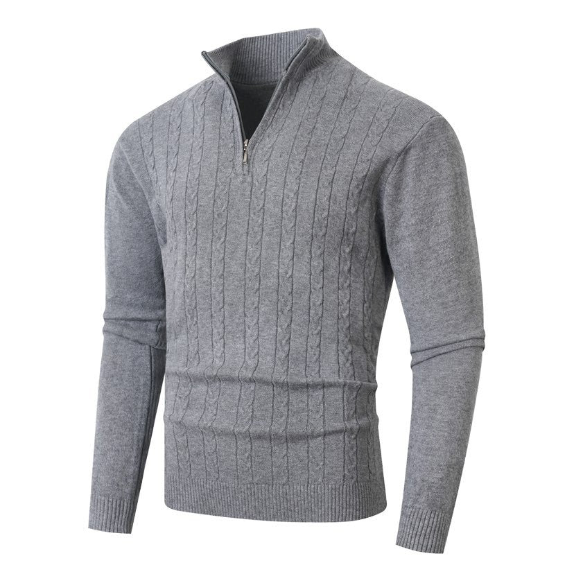 Strickpullover Herren mit Reißverschluss und Struktur Optik