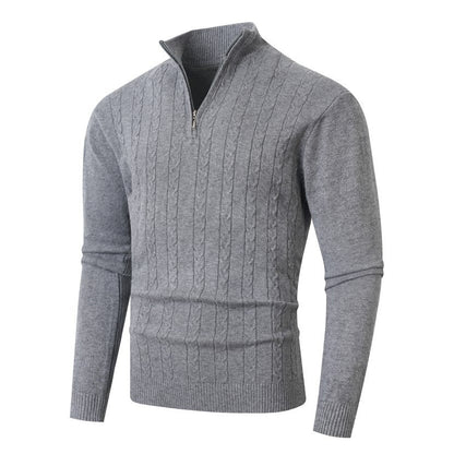 Strickpullover Herren mit Reißverschluss und Struktur Optik