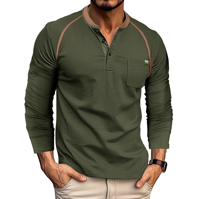 Herren Langarmshirt Modern mit Brusttasche Trends