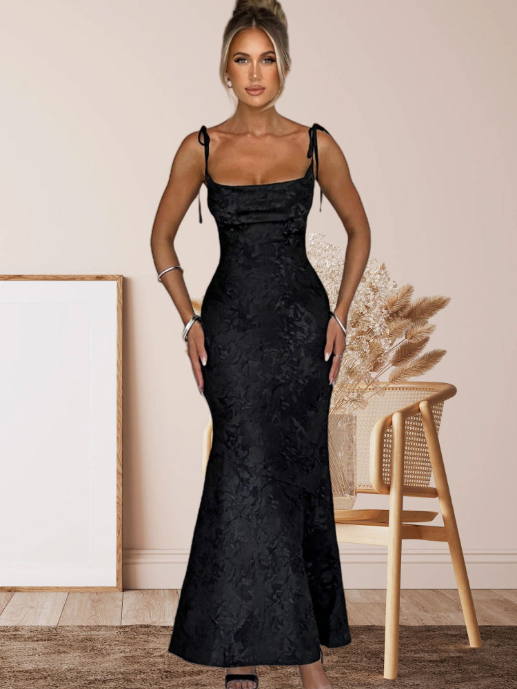 Elegantes Abendkleid Damen Langarm Floral Mit Rückenausschnitt
