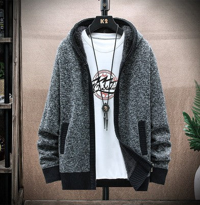 Herren Strickjacke Asymmetrisch Reißverschluss Taschen Modern