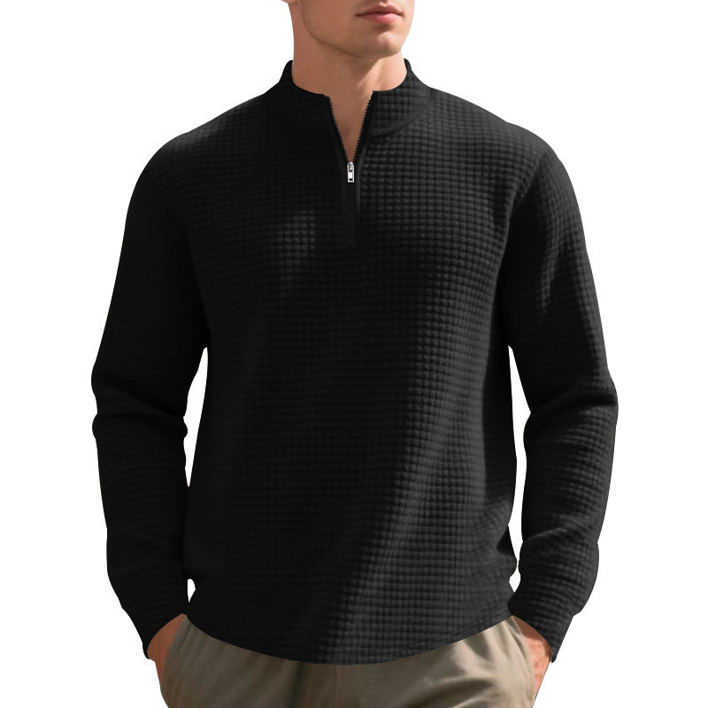 Herren Sportpullover Struktur Optik Reißverschluss Modern