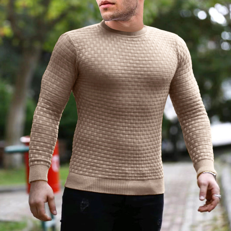 Herren Pullover Rundhals Modern Karo Muster