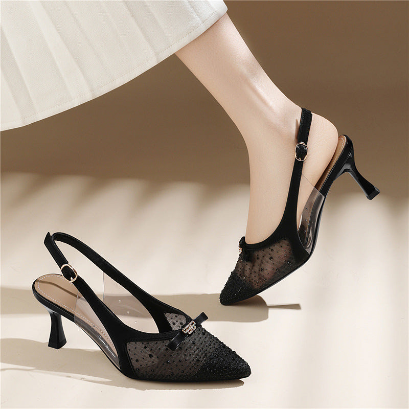Damen Slingback Pumps Elegant Mit Schmuck Bequem