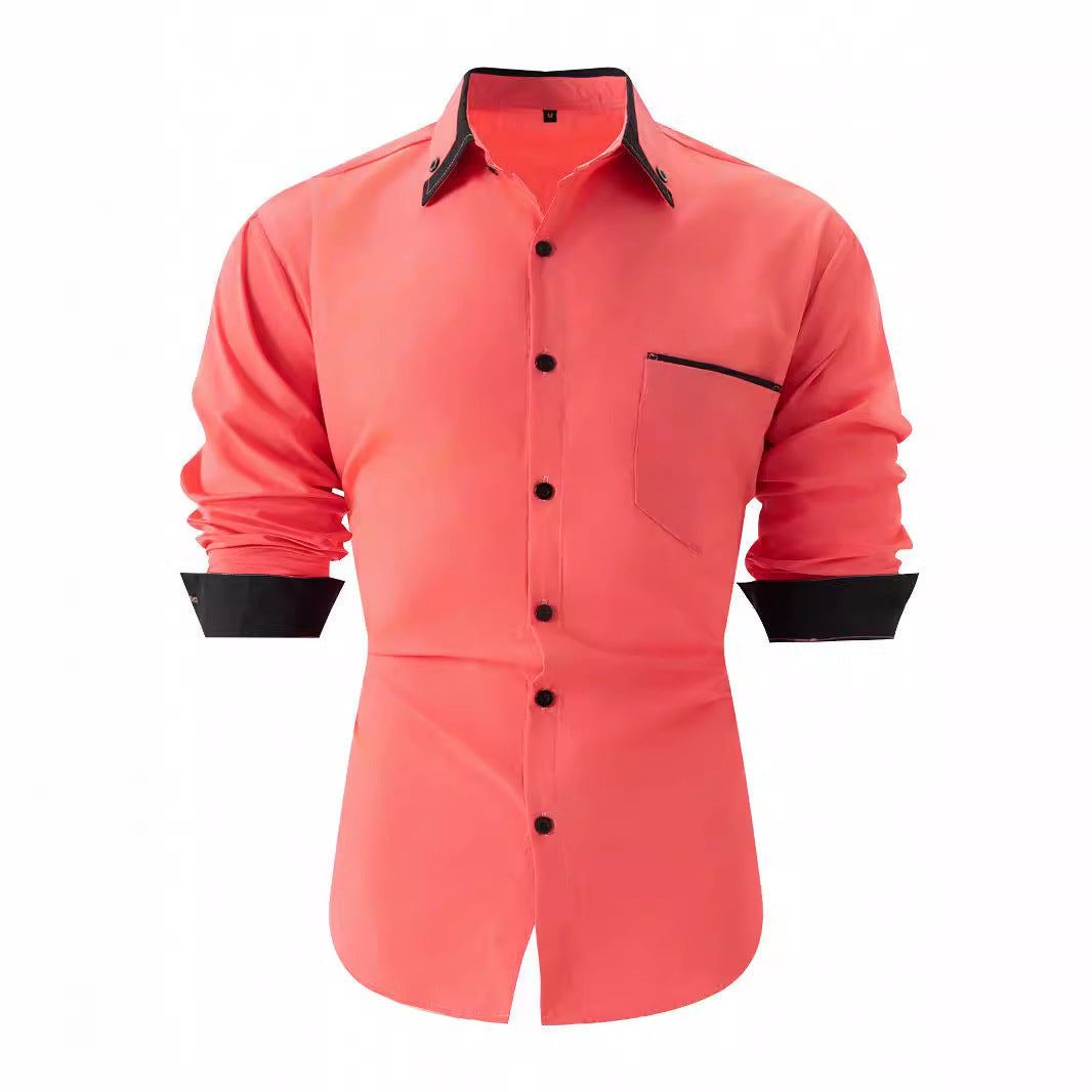 Herren Langarmhemd mit Kontrastdetails Modern Stylish