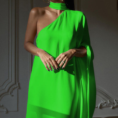 Elegantes Damen Abendkleid One Shoulder Fließend Schick