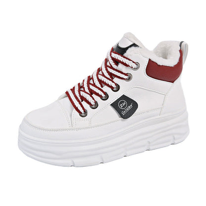 Damen Sneaker High Top Kuschelig Warm mit Profilsohle