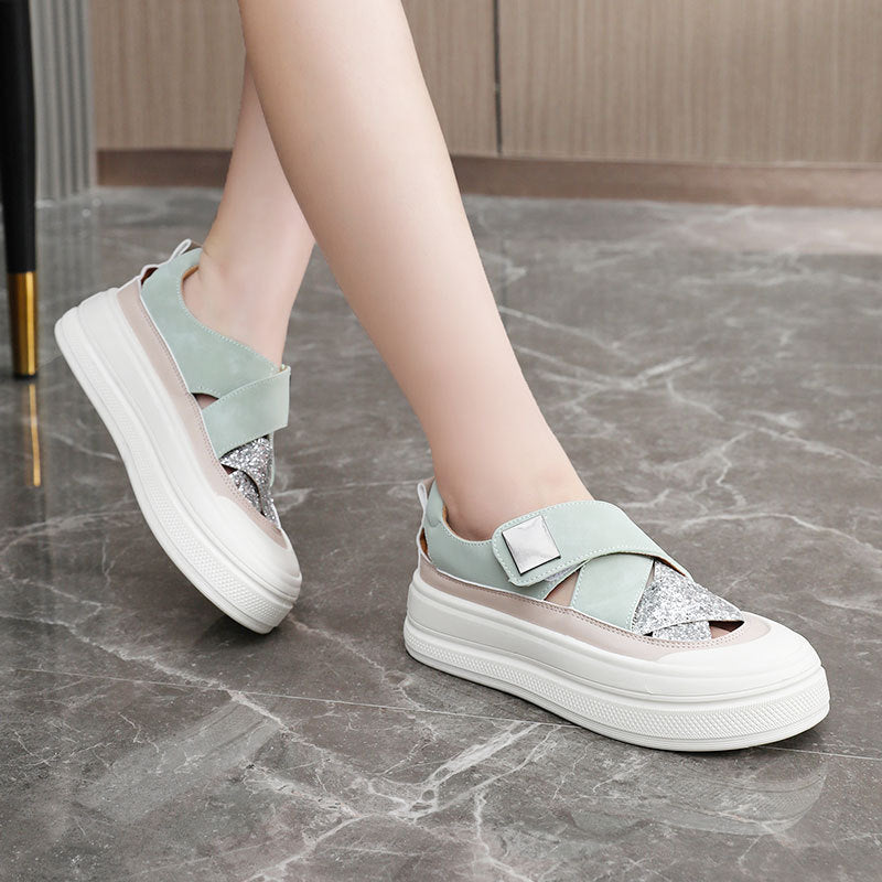 Damen Plateausneaker Glitzer Obermaterial Bequem