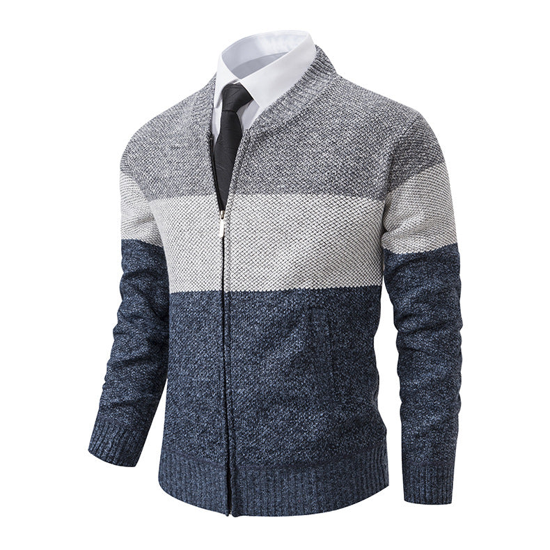 Herren Strickjacke Modern mit Reißverschluss Grau