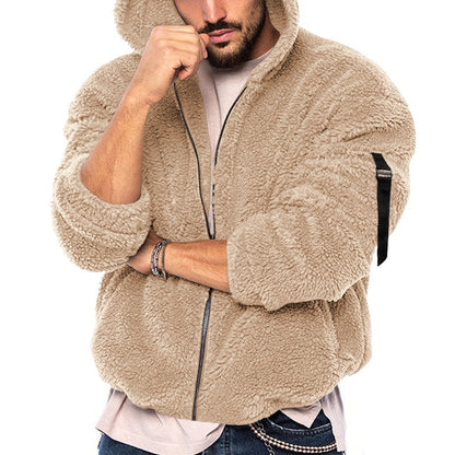 Herren Kapuzenjacke Teddy Fleece Weich Warm