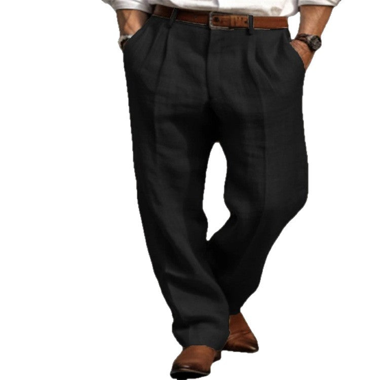 Herren Leinenhose Slim Fit 2 Taschen Elegant