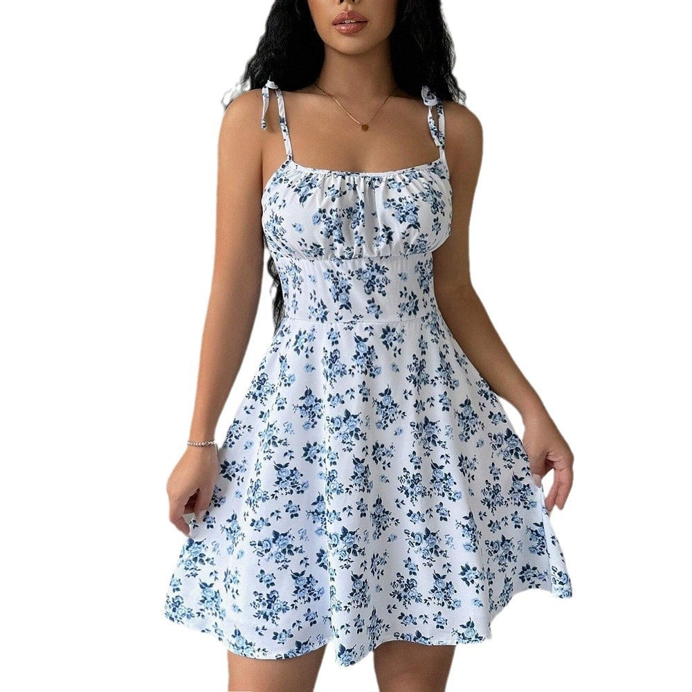 Sommerkleid Damen Leicht Verstellbare Träger Floral Modern