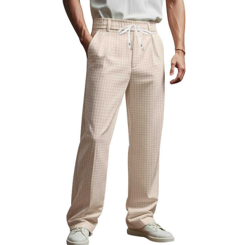 Herren Freizeithose kariert elastisch mit Taschen