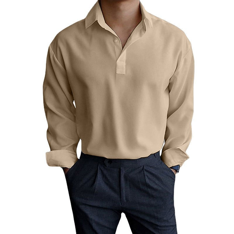 Herren Langarmshirt Modern Polokragen Slim Fit Elegant