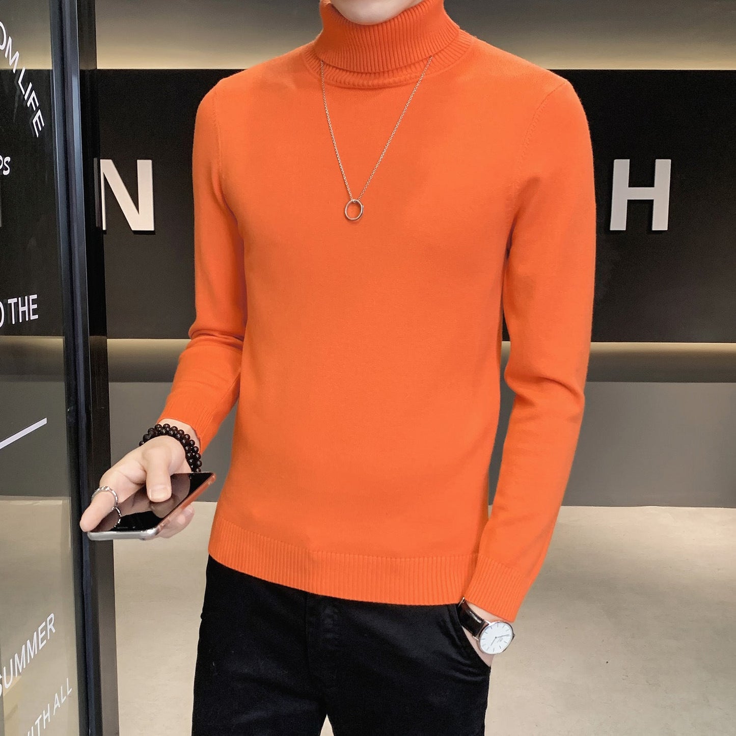 Herren Pullover Weich Strickware Hochkragen Modern