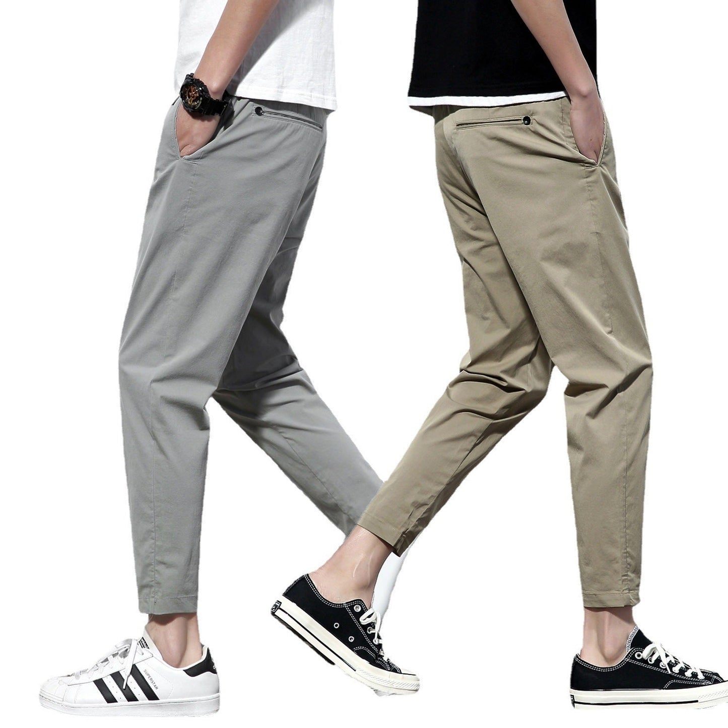 Herren Chino Hose Bequem mit elastischem Bund und Seiten Taschen