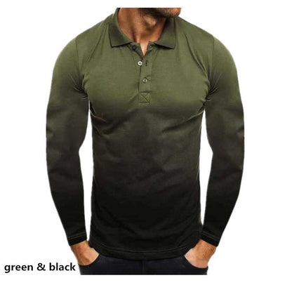 Herren Polo Langarmshirt Farbverlauf Modern Sportlich
