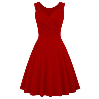 Elegantes Damen A-Linien Kleid Tailliert Mit Wickeldetail