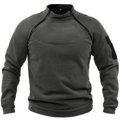 Herren Fleece Pullover Reißverschluss Taschen Warm