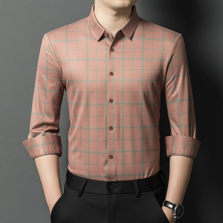 Herren Langarmhemd Karo Modern Slimfit - BerlinGlamour
