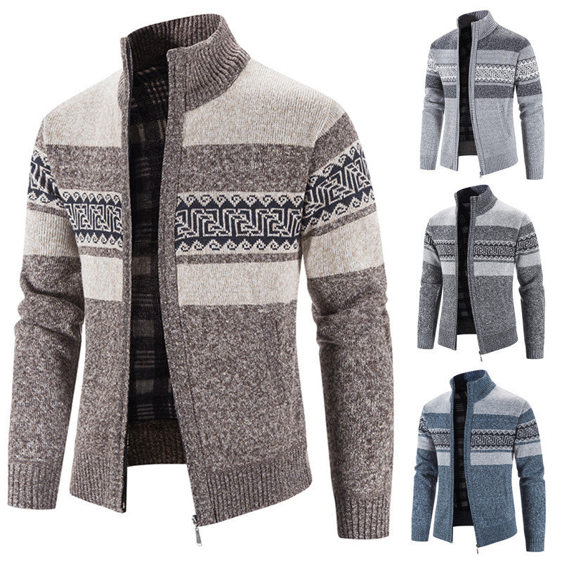 Herren Strickjacke Gemütlich Mit Kapuze Grau